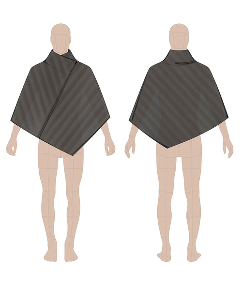 Cape sewing pattern #0101 – technical flat sketch, front and back view, one size