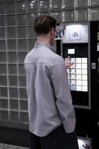 Back view of men shirt from Patternalism sewing pattern #0102
