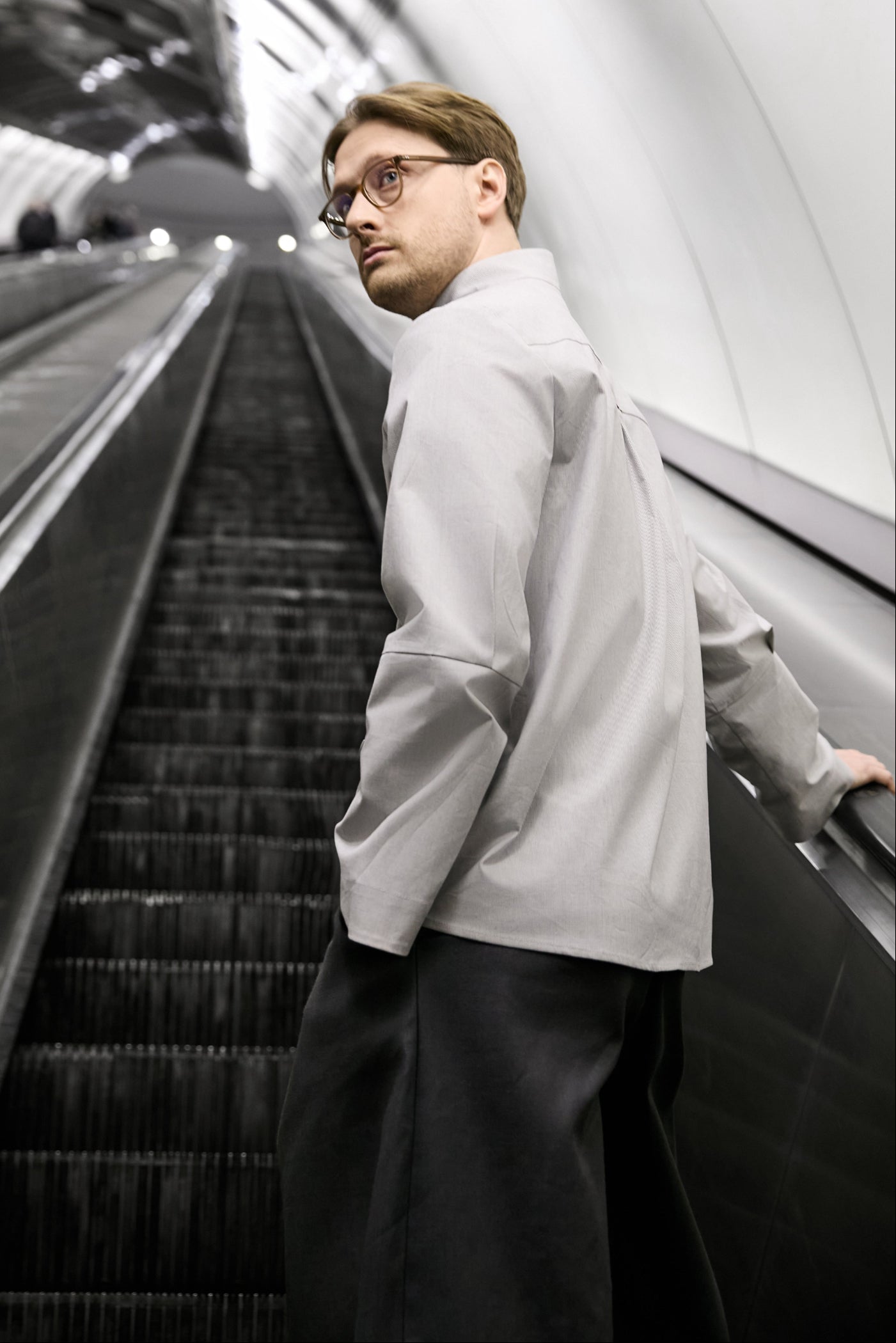 Patternalism pattern #0102 men shirt   – backside view, male model