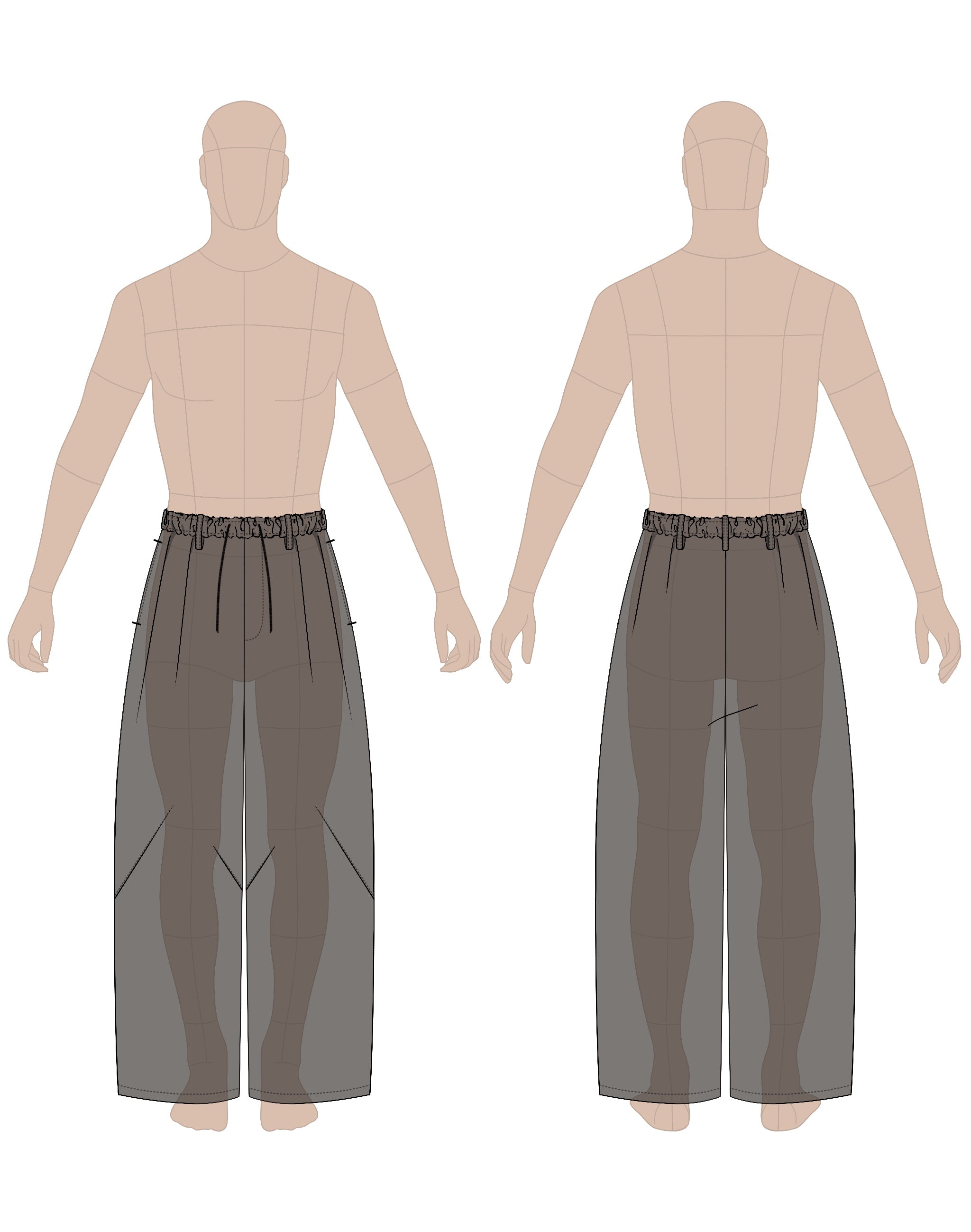 Men's Pants Sewing Pattern PDF | Structural Knee Darts | Patternalism