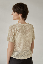 Patternalism pattern #0206 women t-shirt – back view, female model