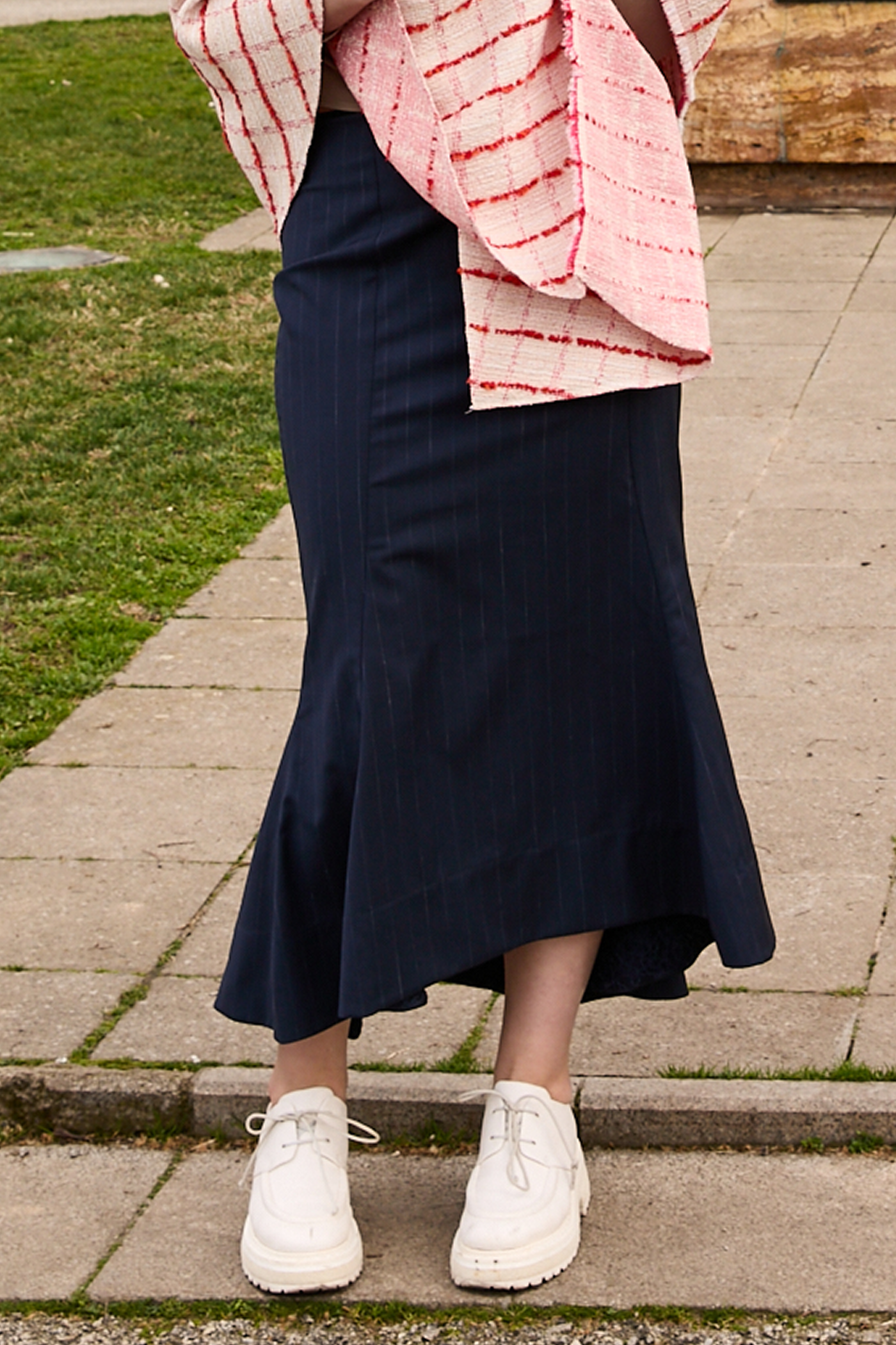 Godet skirt made from Patternalism pattern 0104 – front view, female model
