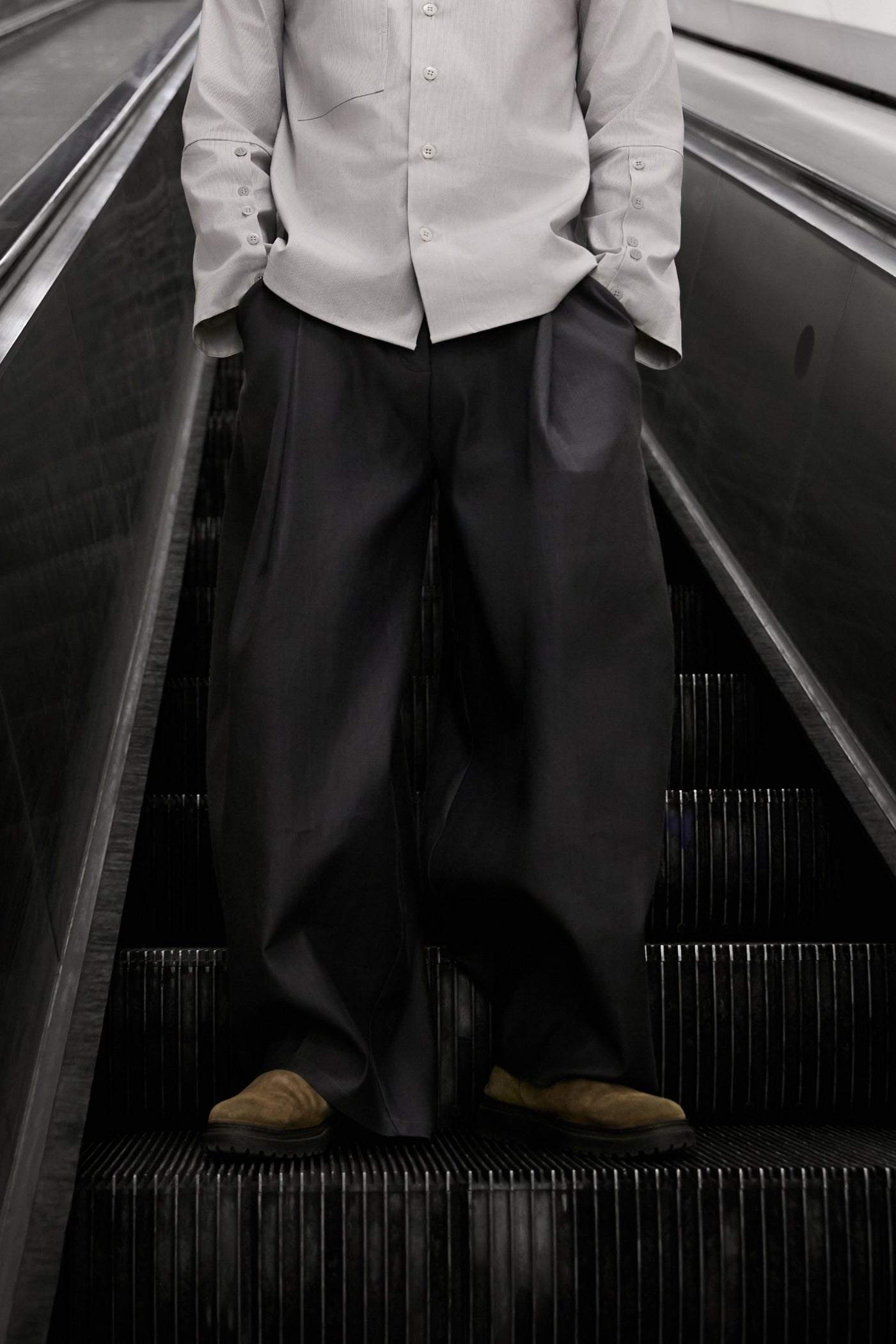 Patternalism pattern #0103 men pleated pants – front view, male model